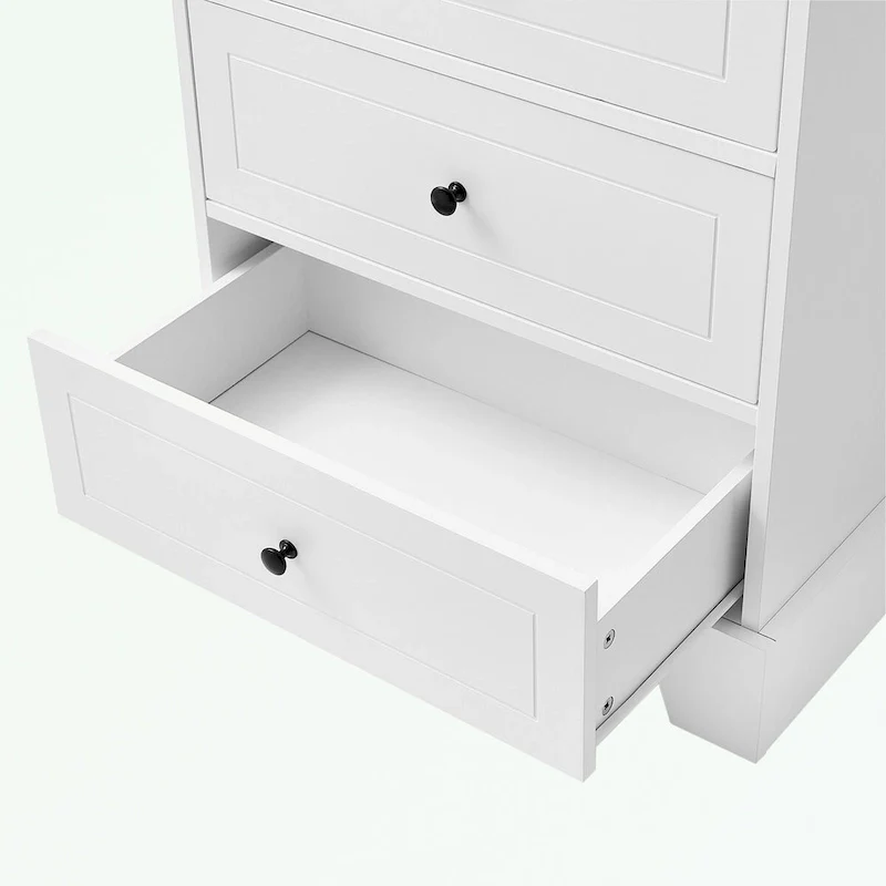 White / Black Storage Cabinet — 2 Doors & 4 Drawers