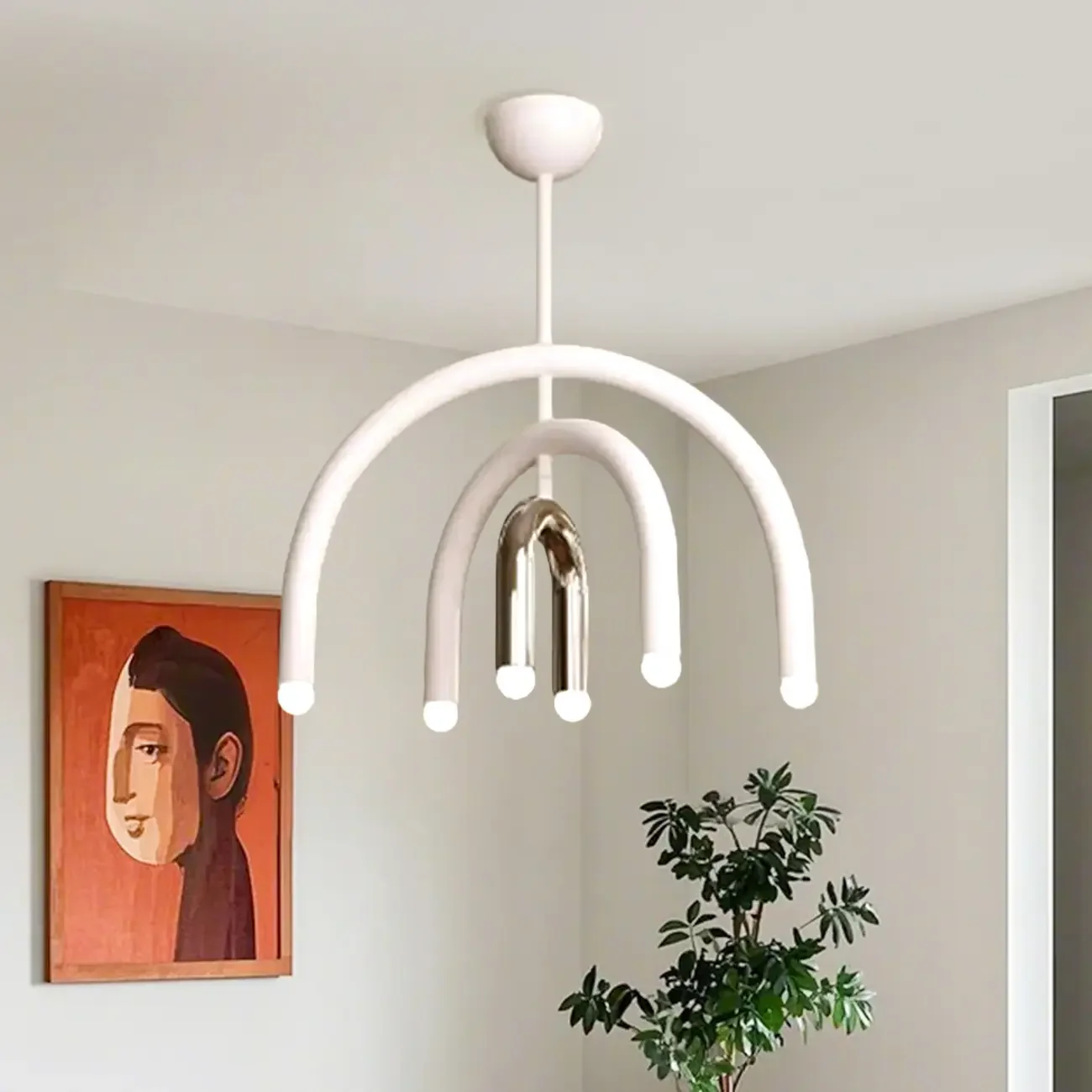 Modern 6-Light LED Chandelier  with Rainbow Shape Design