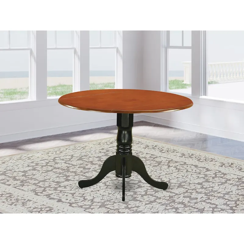 Round Dining Table with Drop Leaf and Pedestal Base - 42 Inch - Seats 4