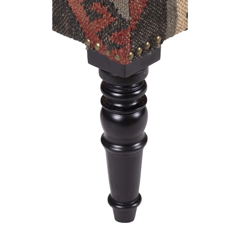 Handmade Kilim Upholstered Wooden Bench (India) - 48  L x 16  W x 18  H