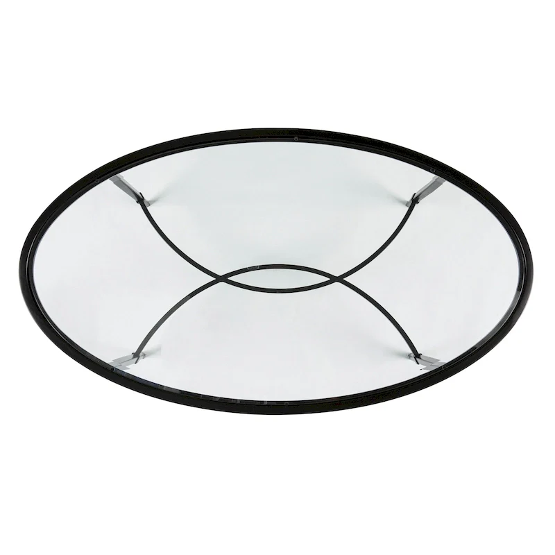 SEI Furniture Quaker Matte Black Metal Oval Coffee Table with Glass Top
