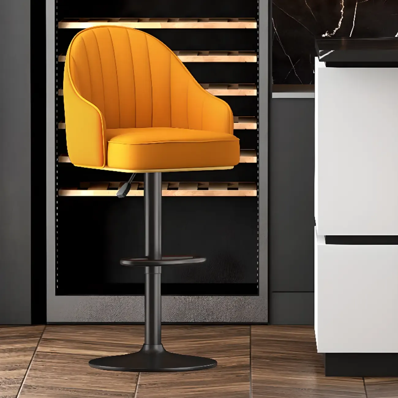 Modern Leather Swivel Adjustable Height Bar Stools