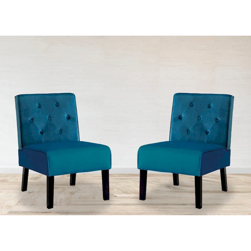 Nixon Velvet Tufted Back Accent Chair Set of 2