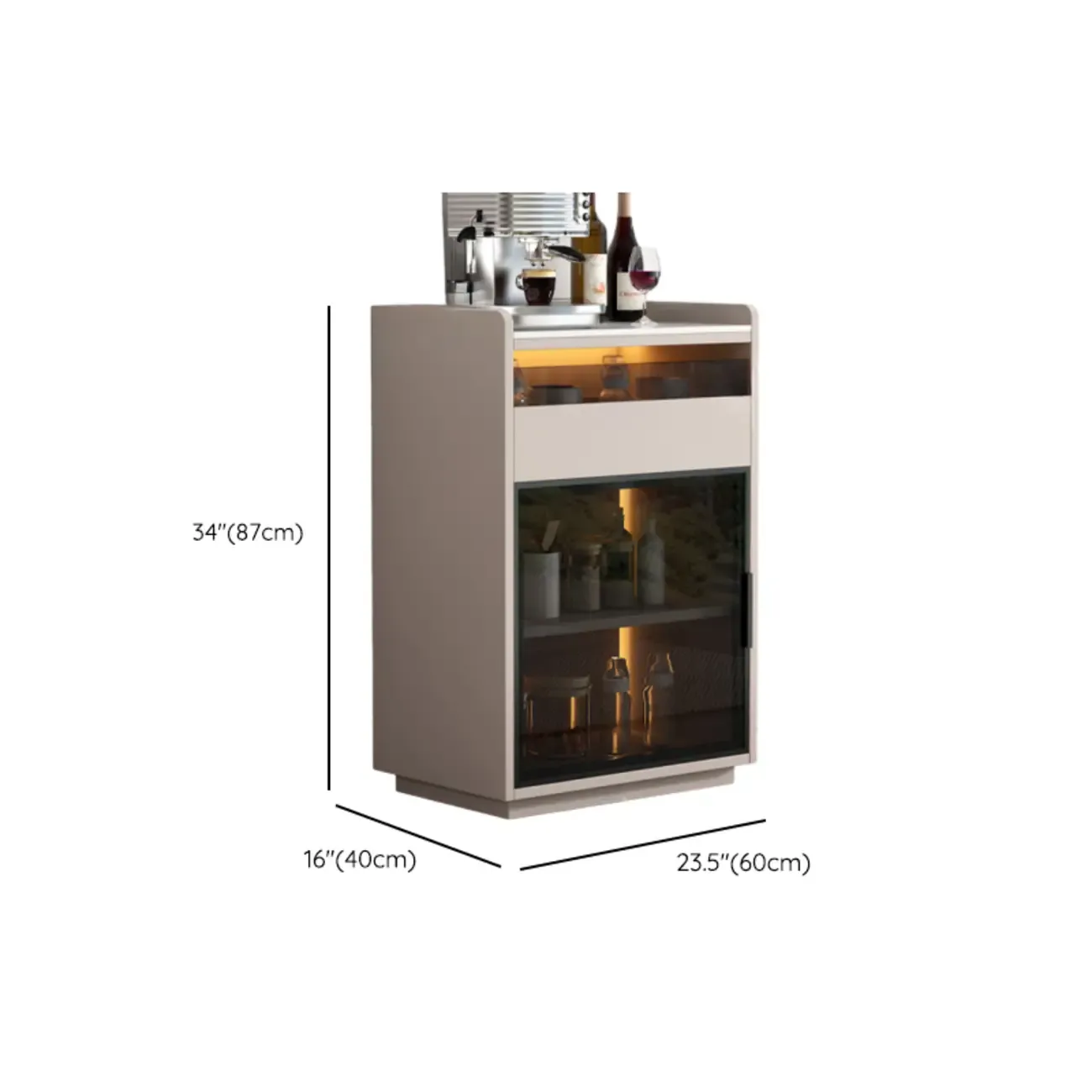 Modern Wood Buffet Sintered Stone Countertop