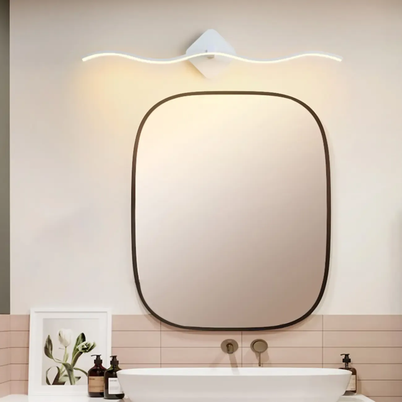 Modern Metal Wave Vanity Light with Integrated LED for Bathroom