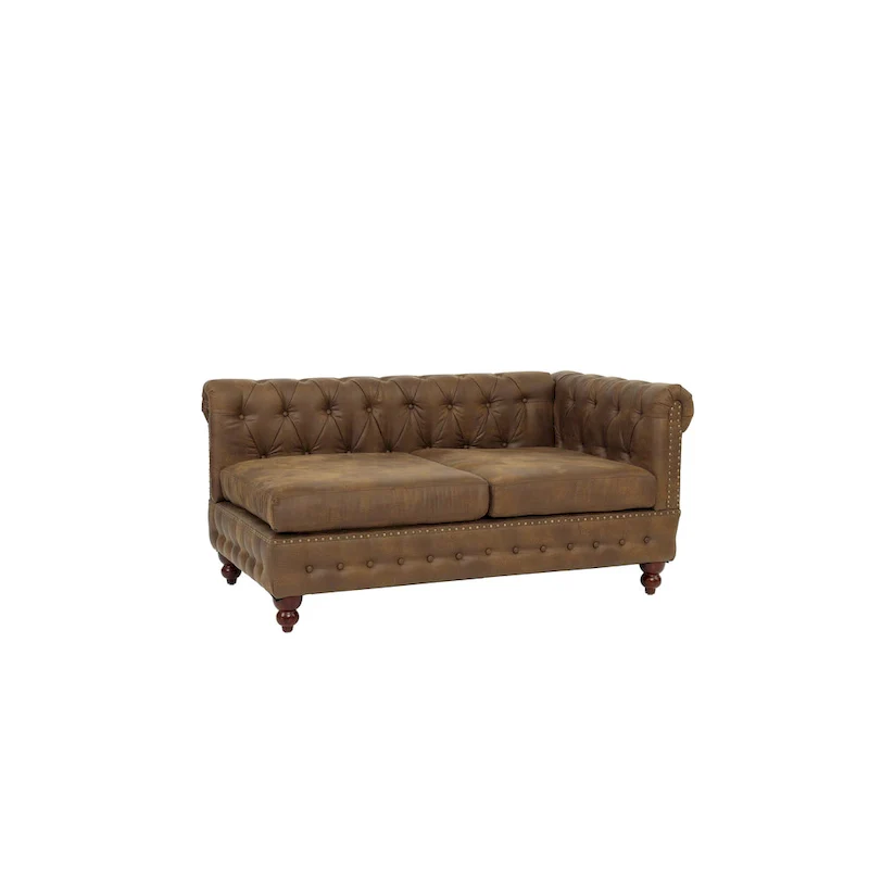 Reversible One Arm Loveseat Dark Coffee Breathable Leatherette Tufted 1Pc Couch Living Room Furniture