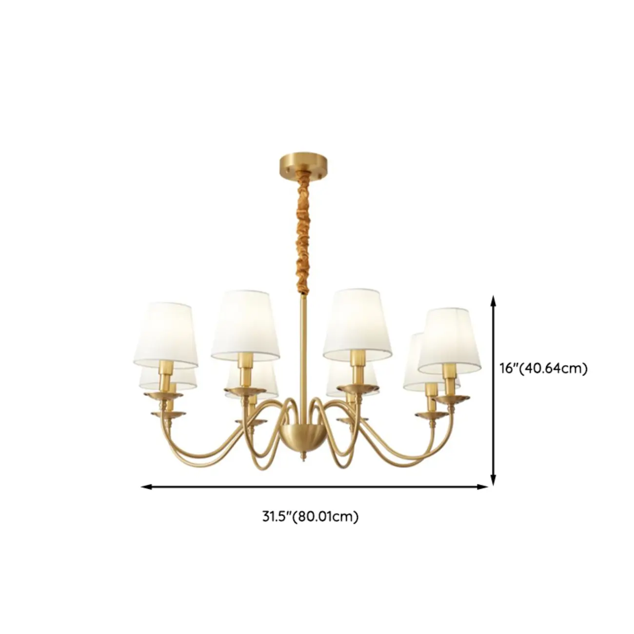 Elegant White Fabric Shade Classic Gold Chandelier