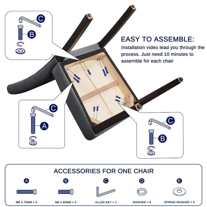 Subrtex Linen Parsons Upholstered Button Dining Chair (2-Pack)