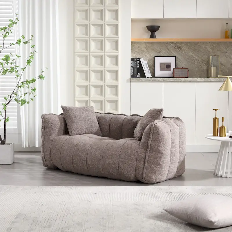 Modern 65-Inch Chenille Tufted Loveseat Accent Chair with High-Resilience Foam