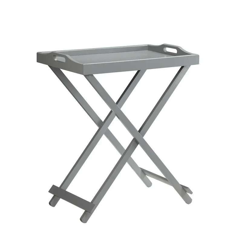 Black Folding Tray Table with Wood Legs