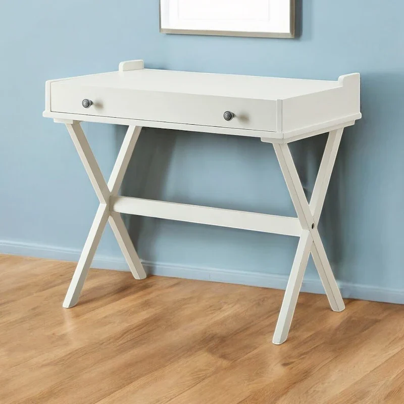 34 Antiqued White Wood Flip Top Desk