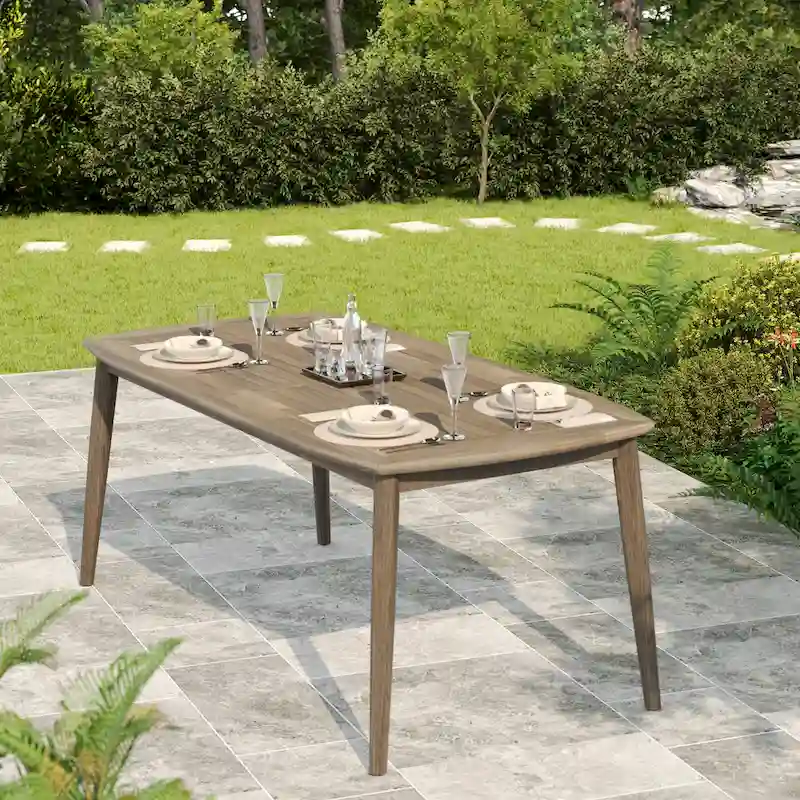 Acacia Wood Dining Table 8-Person Outdoor Table, Farmhouse Furniture, Light Brown 180 LBS Weight Capacity 70.75 L