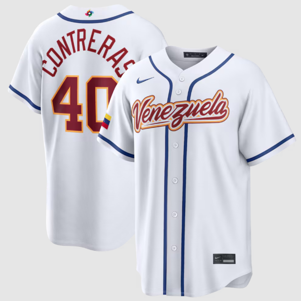 Venezuela Baseball Willson Contreras White 2026 World Baseball Classic Home Stadium Jersey