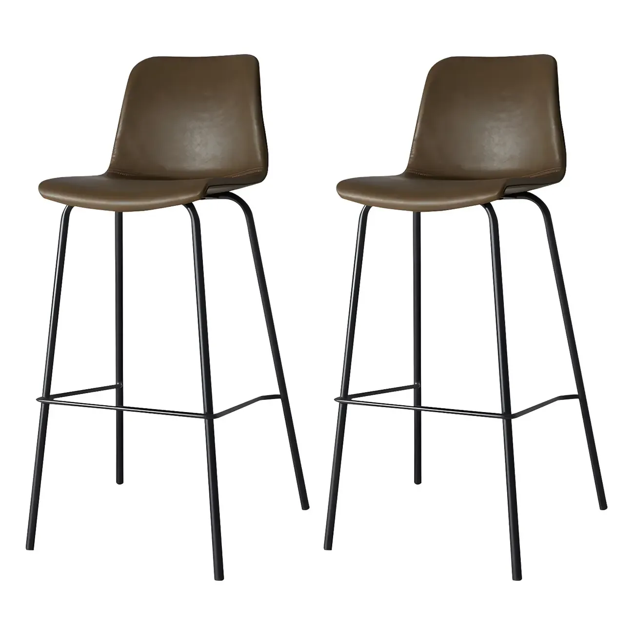 Brown Saddle Metal Frame Leather Counter Stools with Backs