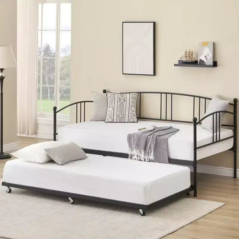 Garvee Twin Metal Daybed and Trundle, Sofa Bed - Room & Joy