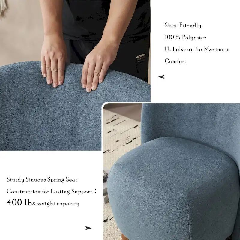 '- Eliana Modern Teddy Fabric Accent Chair with Curved Backrest and Legs