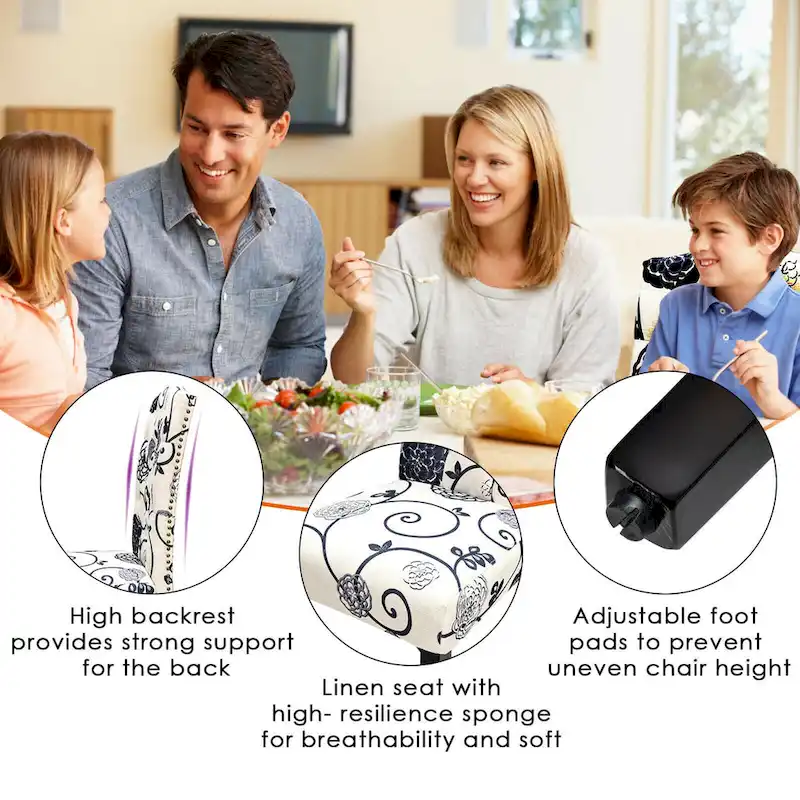 Gymax Set of 4 Tufted Dining Chair Upholstered Nailhead Trim Rubber - See Details