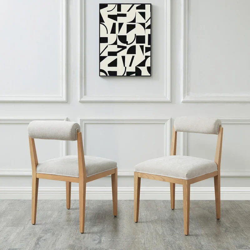 Rolled Back Linen Dining Chair – Taupe / Natural, Single