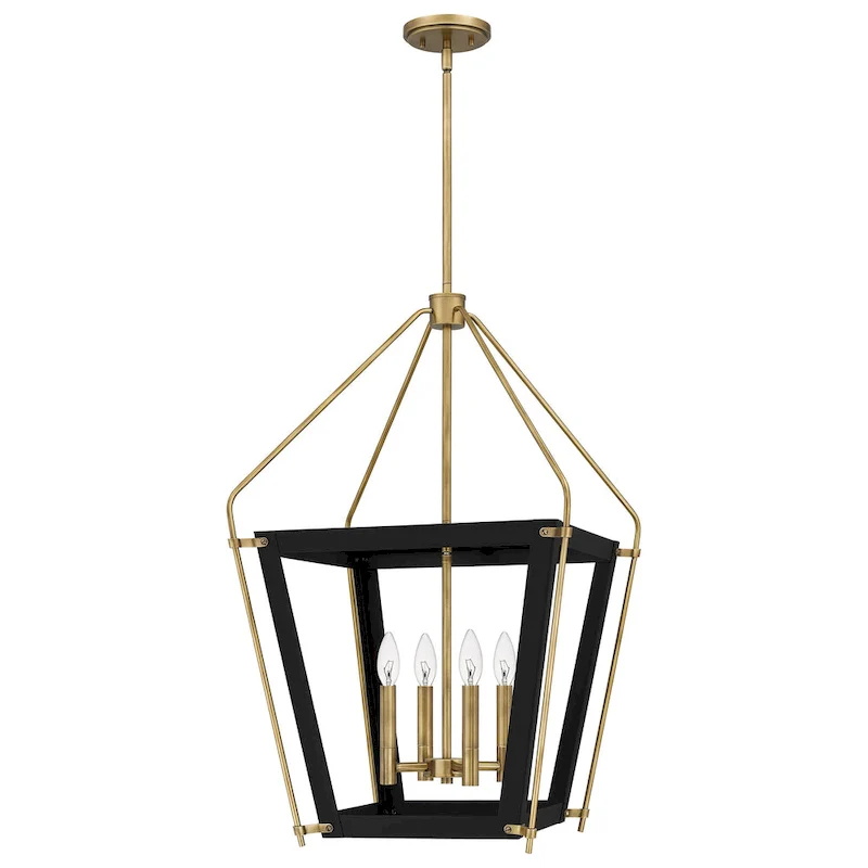 Abbeville 4-Light Earth Black Pendant with Gold Accents
