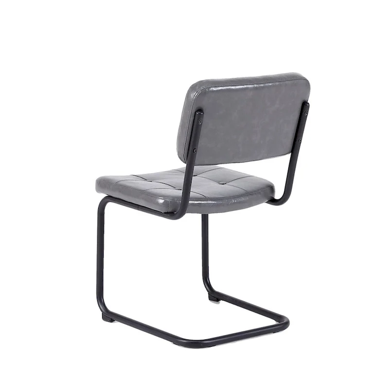 Modern Simple Leather Dining Chair with Metal Pipe