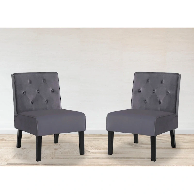 US Pride Nixon Velvet Tufted Back Accent Chair Set of 2