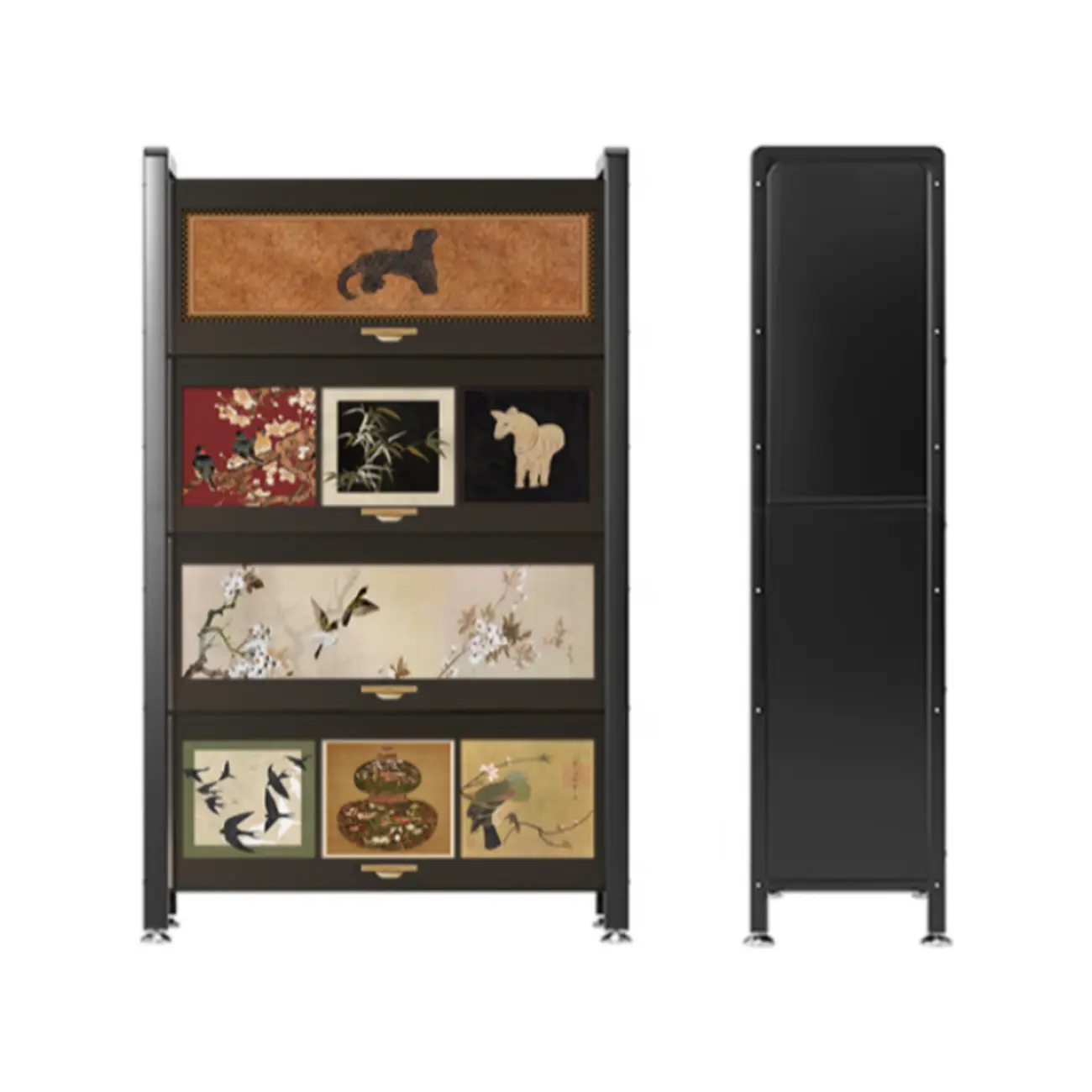 Mid-Century Modern Closed Back Bookcase Artistic Storage