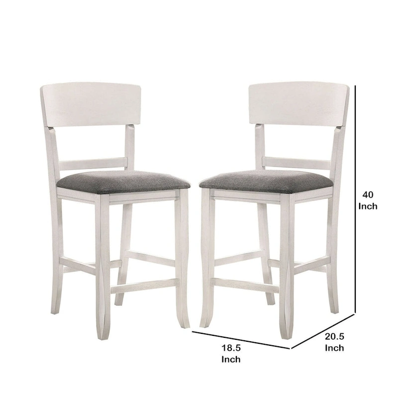 Wooden Counter Height Chair with Curved Back, Set of 2 - 18.5 L x 20.5 W x 40 H