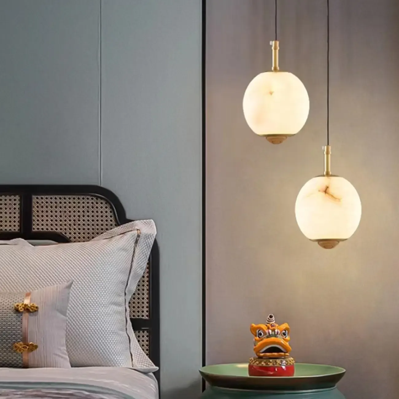 Modern Gold Globe Alabaster Kitchen Pendant Lighting