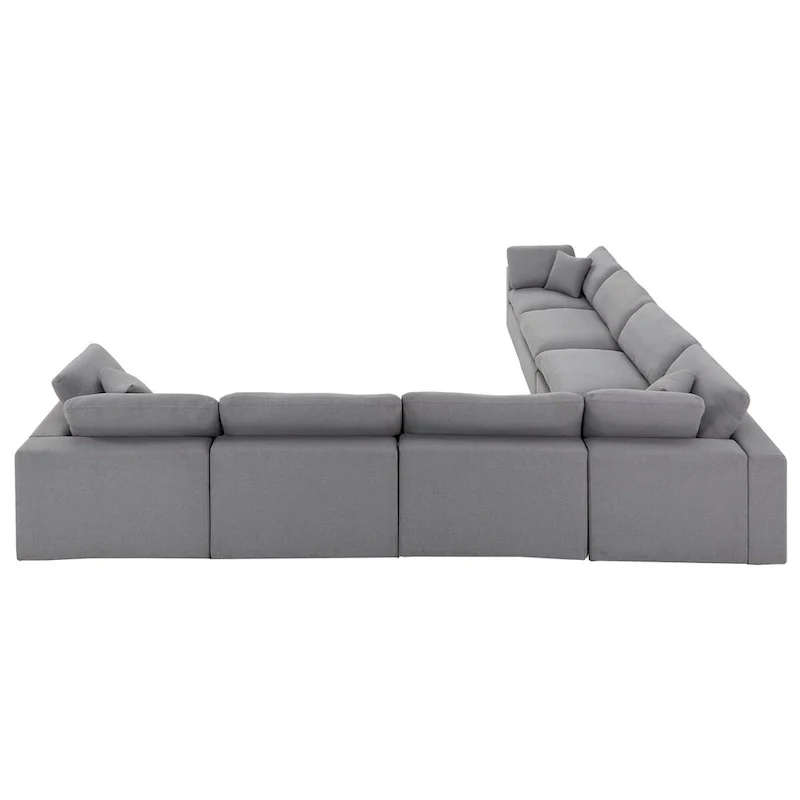 Anka Grey Linen Down Filled Cushioned 7-Seat Sectional Sofa by iNSPIRE Q Modern