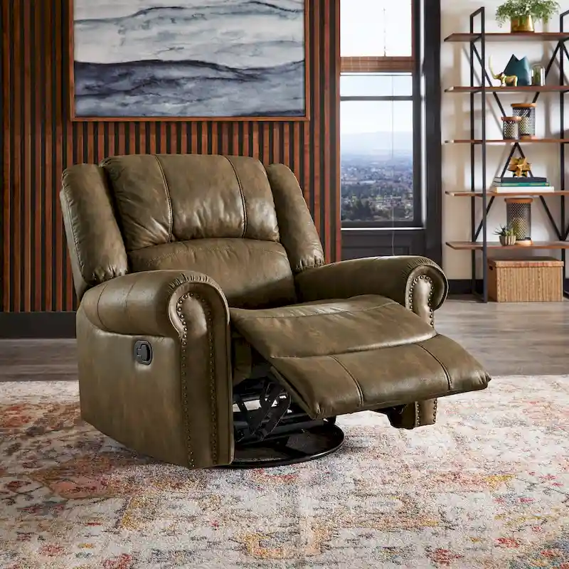 Polished microfiber rivet rotating gliding lounge chair
