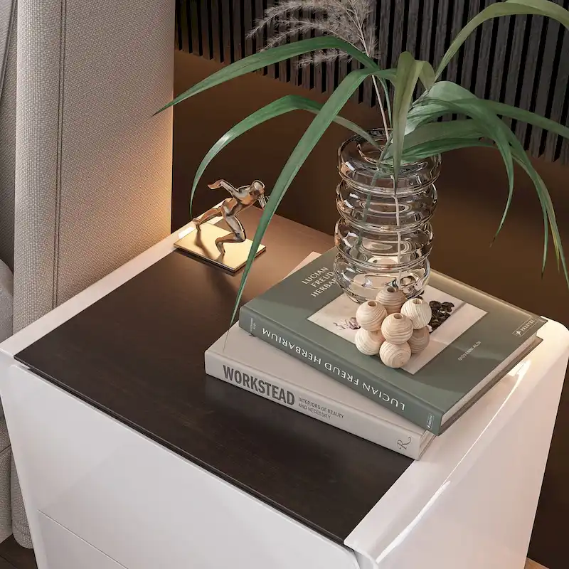 LED Nightstand White Modern Nightstand LED Night Stand Bedside Table