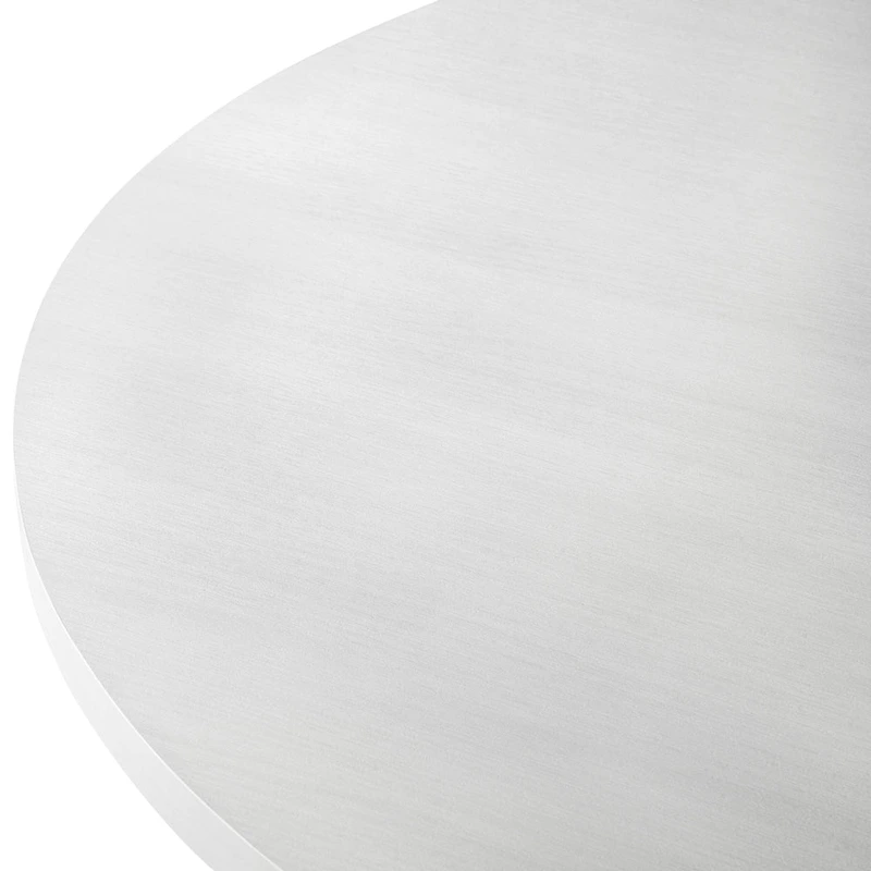 Roundhill Furniture Edo Round Dining Table, Trestle Base, White Finish