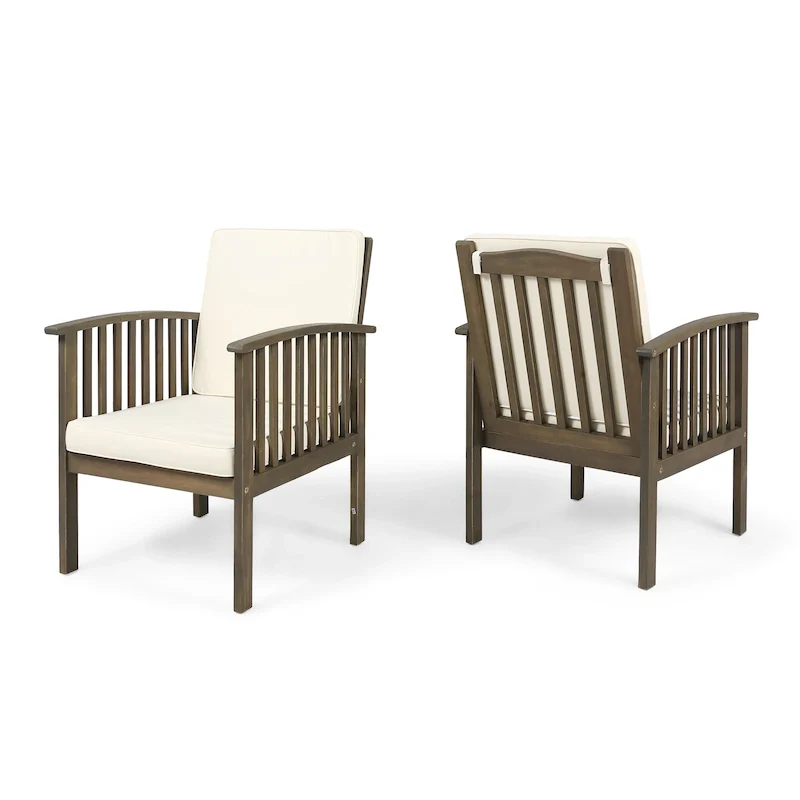 Casa Acacia Outdoor Acacia Wood Club Chairs(Set of 2) by Christopher Knight Home