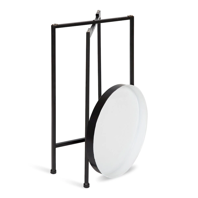 Kate and Laurel Celia Round Metal Tray/ Foldable Accent Table - 14x14x25.75