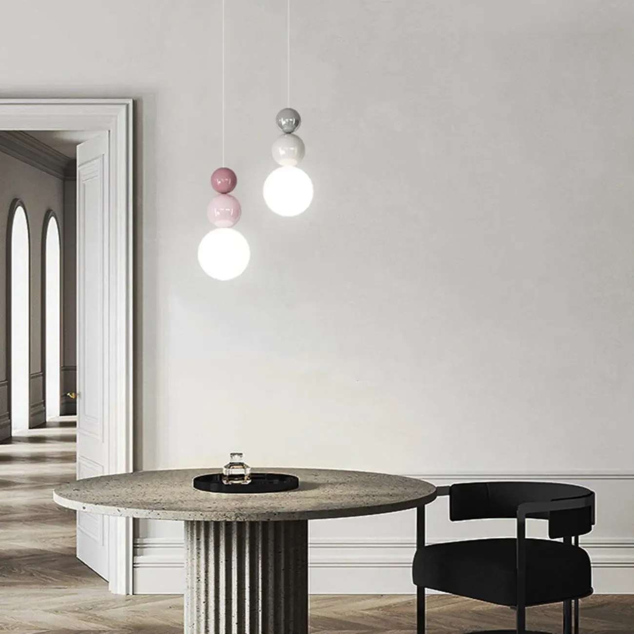 Contemporary Globe Pendant Light with Adjustable Cords for Dining