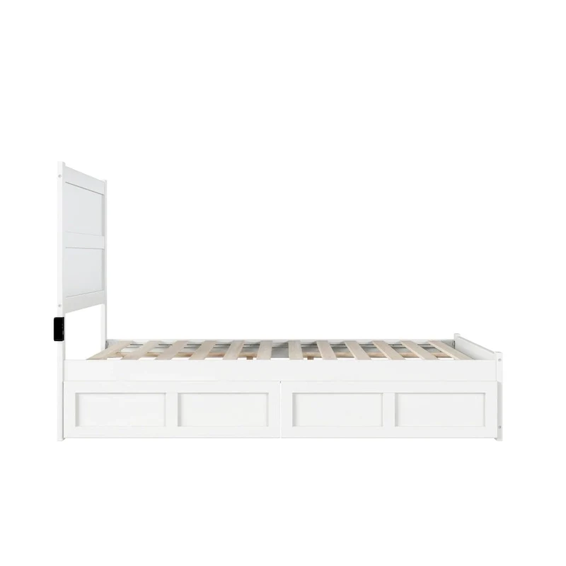 NoHo Full Bed with Footboard and 2 Drawers in White