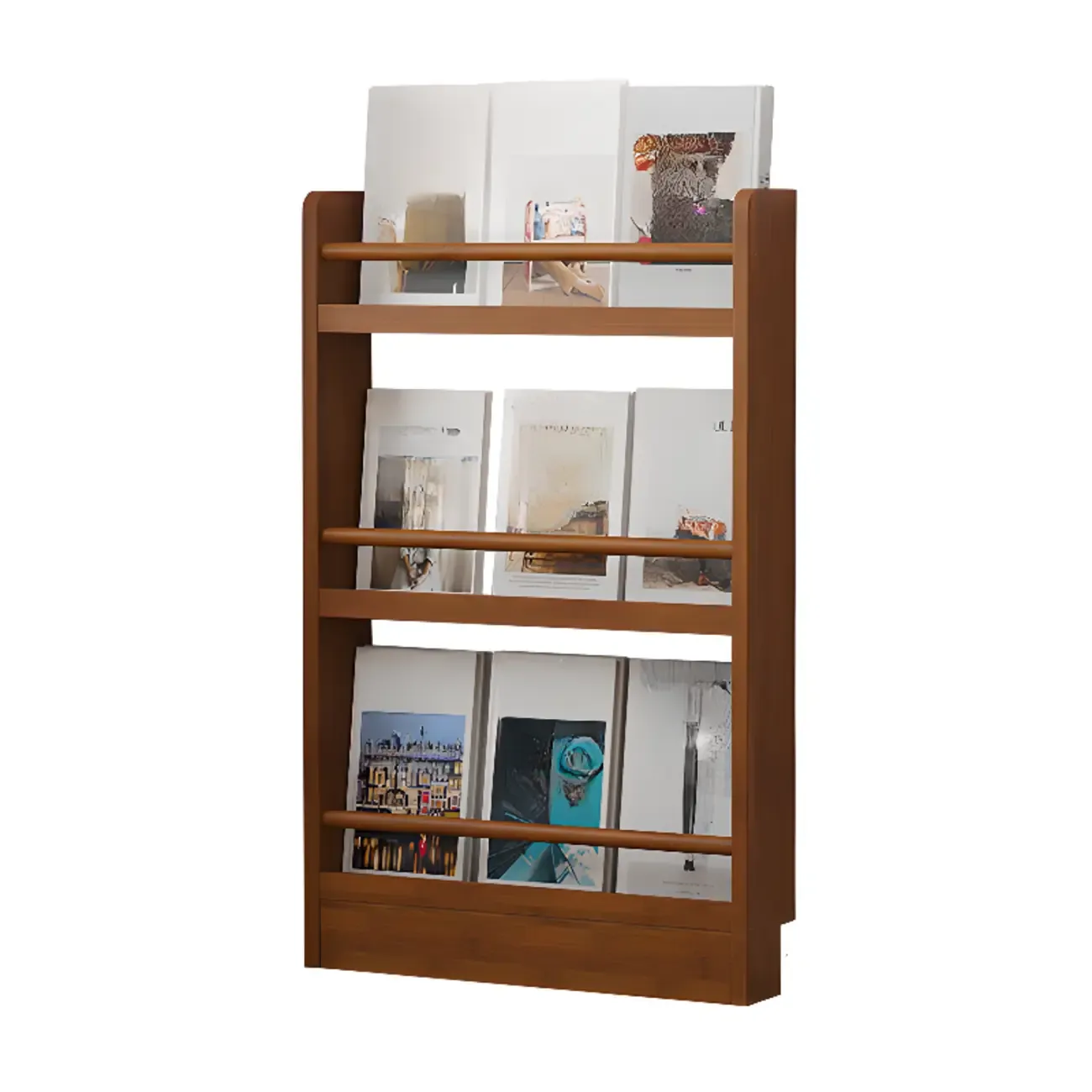 Rustic Brown Oak Bookcase Open Rectangular BookShelves