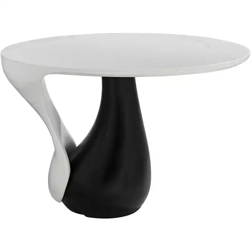 Studio 55D Dali Melt Modern Black Oval Coffee Table 27 1/2 x 17 1/2 White Marble Tabletop and Side for Living Room Bedroom House