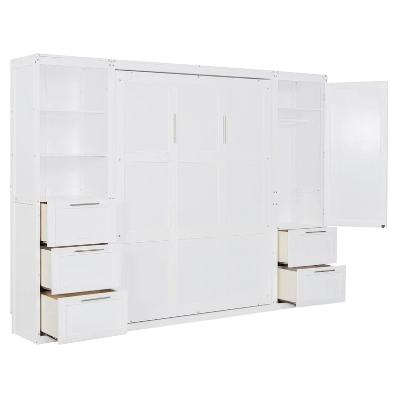 Modern Queen Murphy Bed with Closet and Drawers