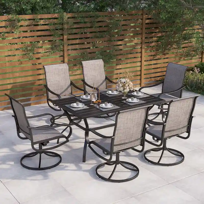 MAISON ARTS Contemporary Ergonomic Outdoor 7-Piece Patio Dining Set