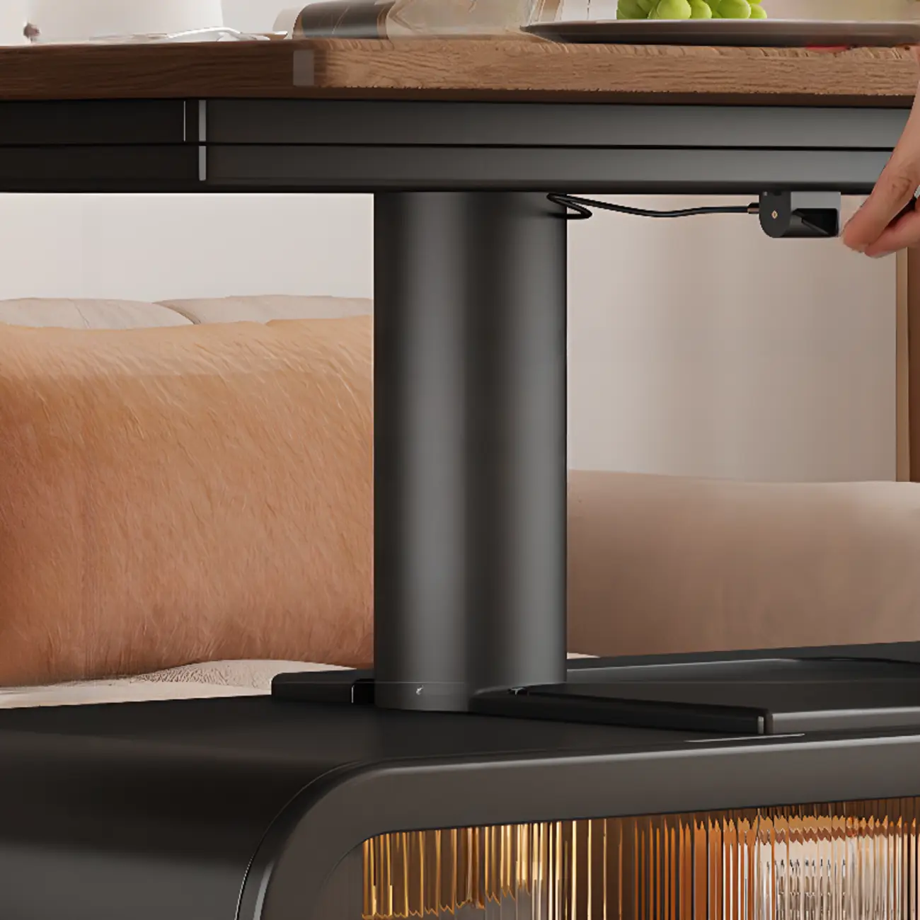 Adjustable Tabletop Modern Wood Side Table with Wheels