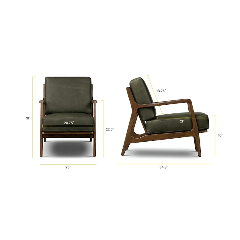 Poly & Bark Verity Leather Lounge Chair - Full Grain Genuine Italian Leather