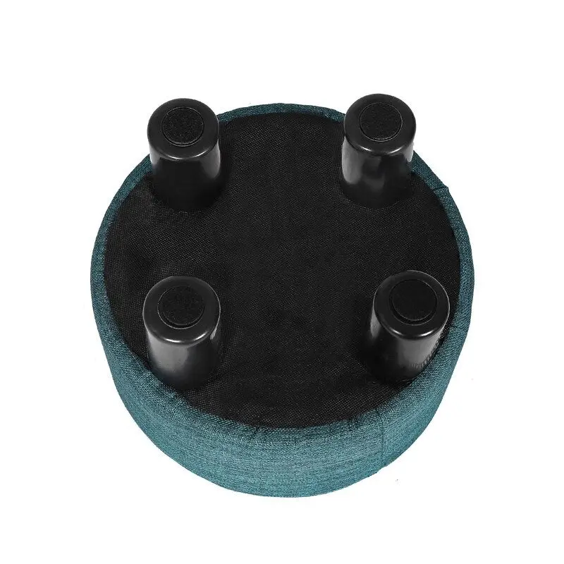 Blue Small Round Fabric Ottoman Footstool, 1-Person