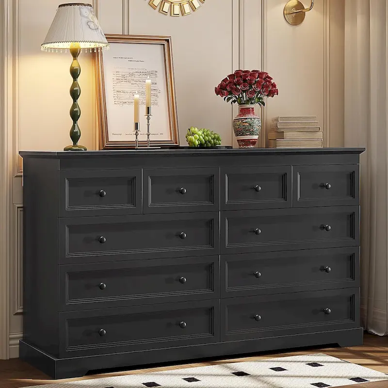 10 Drawers Dresser 55  Large Drawers Wood Dressers & Chest of Drawers