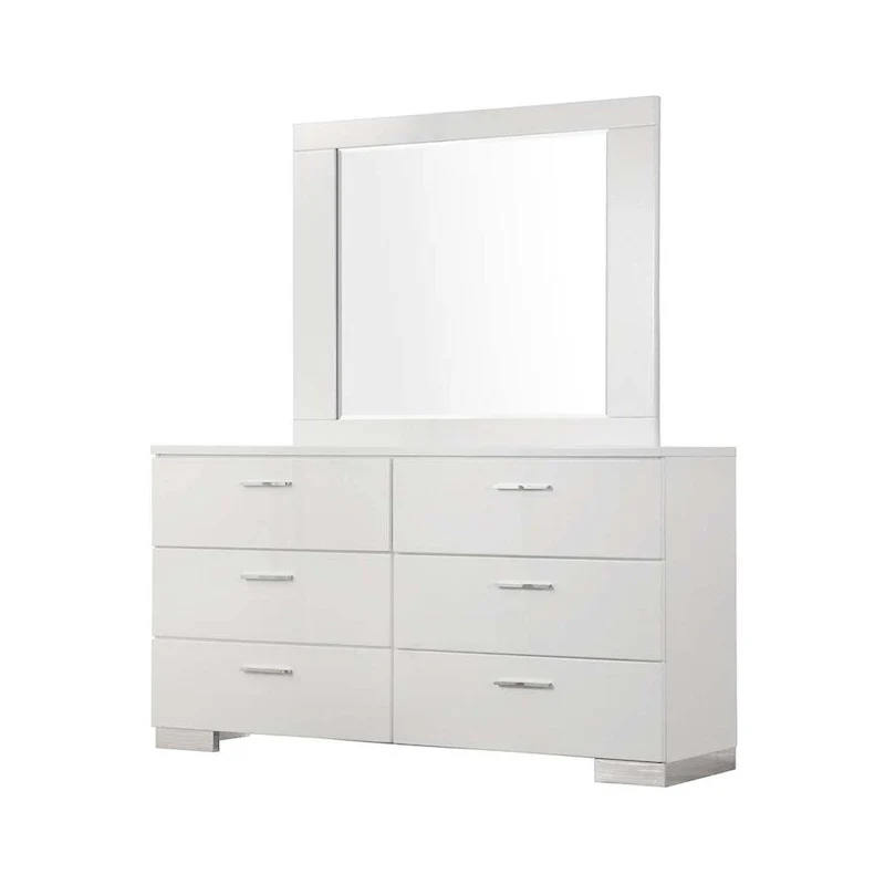 August Glossy White 6-piece Panel Bedroom Set