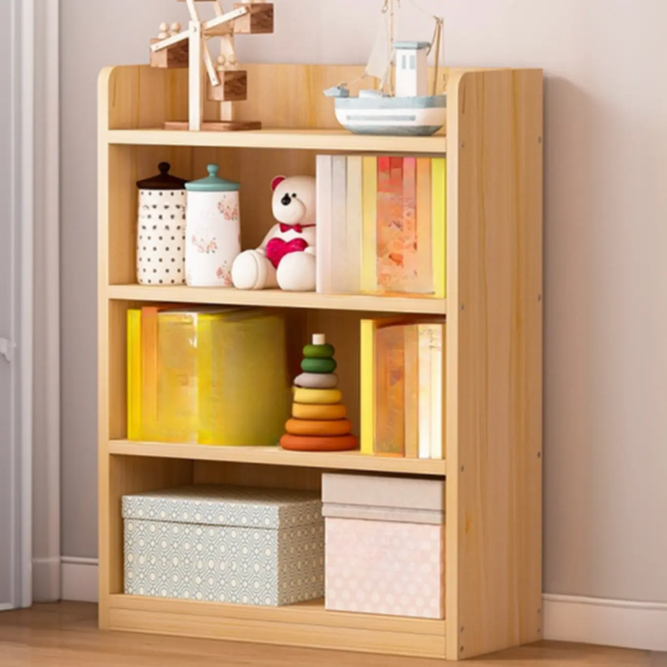 Solid Wood 5-Tier Display Open Shelving Unit Bookcase