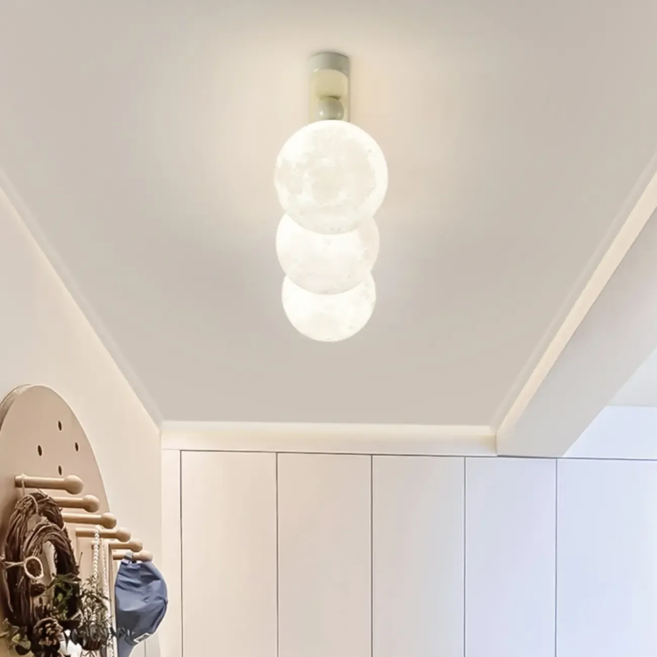 Stylish Pumpkin Semi Flush Ceiling Light with Resin Shade