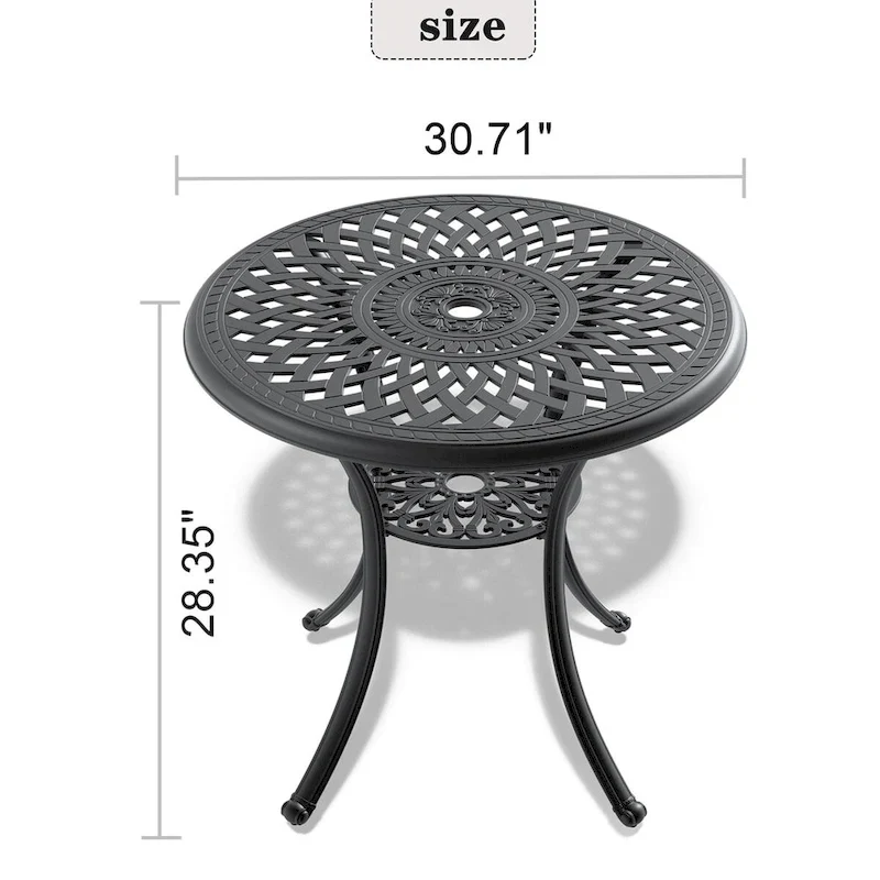 30.71-inch Cast Aluminum Patio Dining Round Table