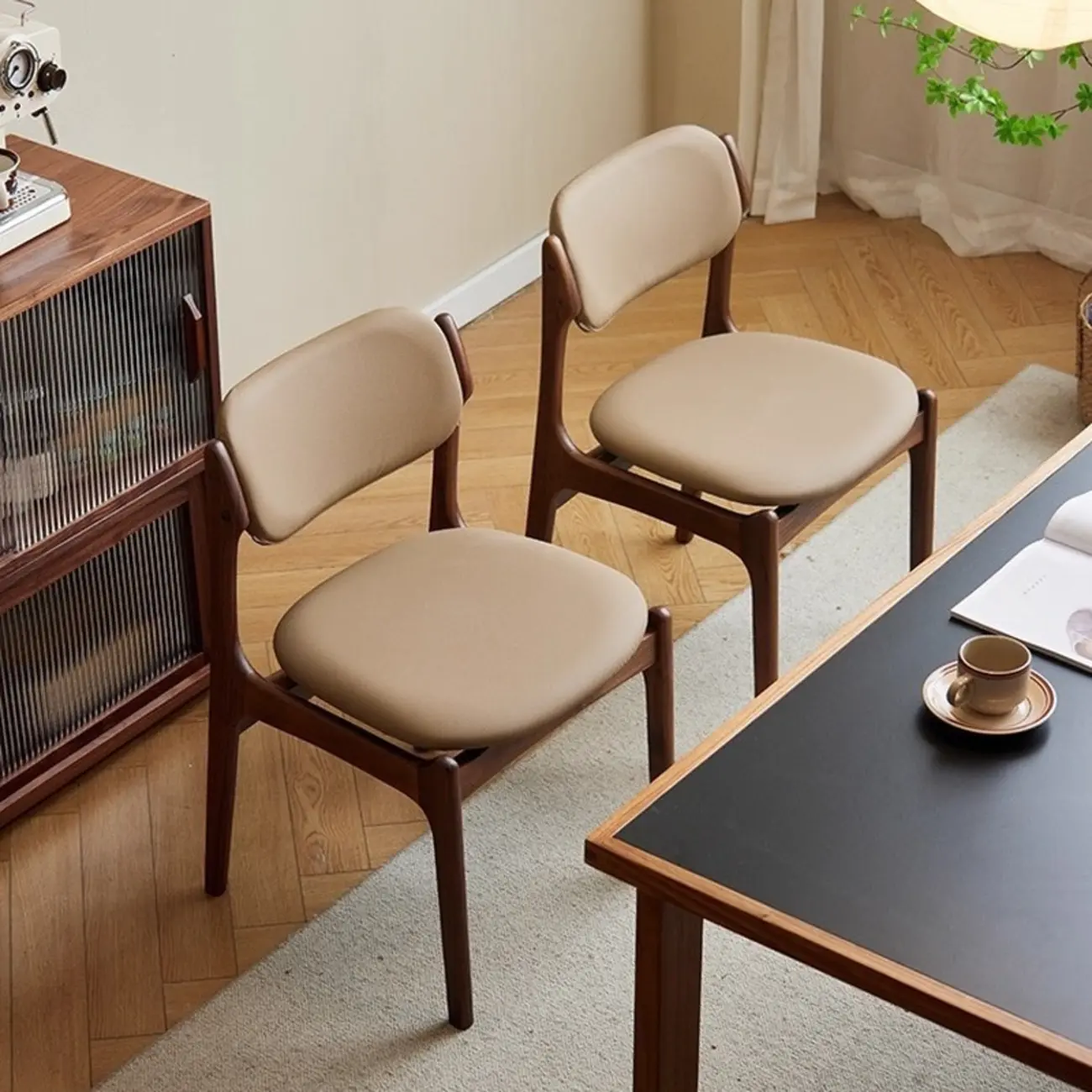 Modern Armless Faux Leather Dining Side Chair