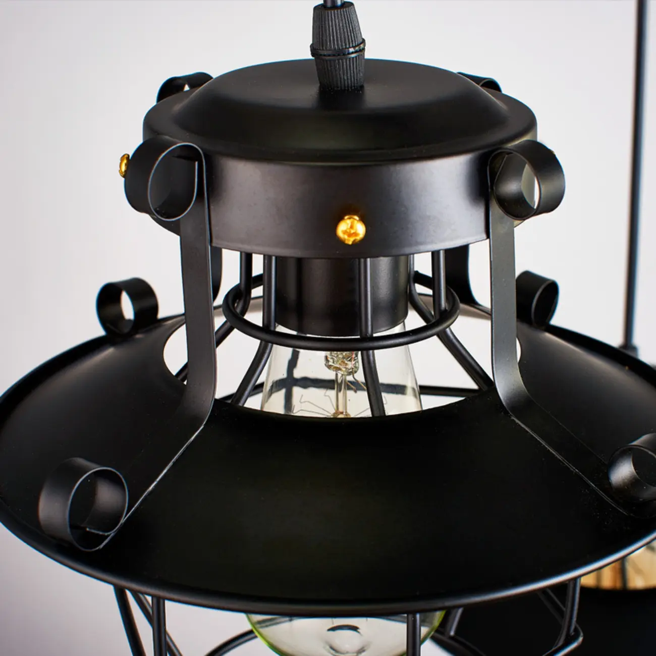 Gothic Black Iron Cage Hanging Pendant Light